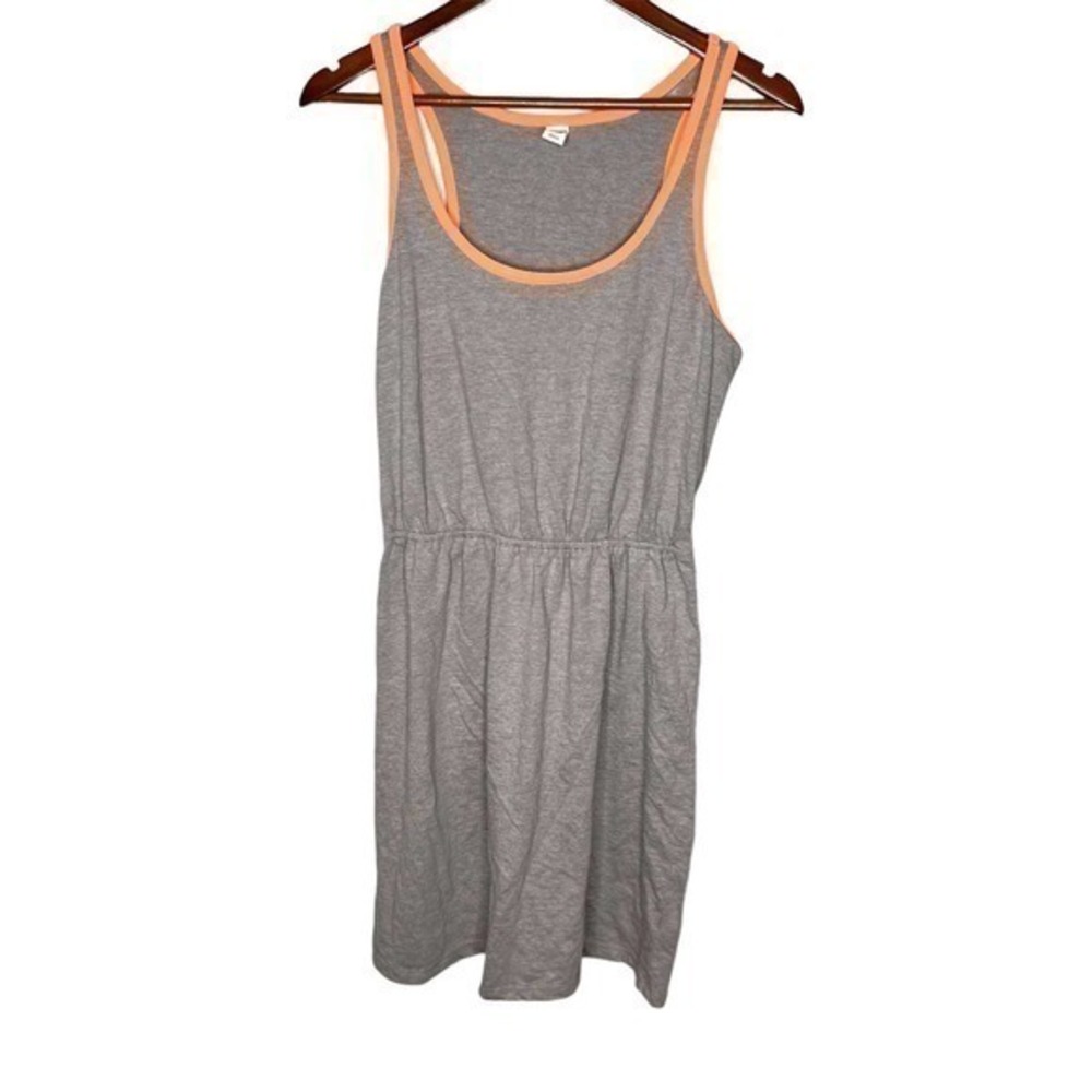 Old Navy gray & orange trim lightweight tank top shirt dress cotton /poly medium